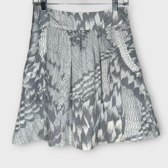 Banana Republic Heritage Label Skirt SZ 0 Silk Blend Retro Print Pockets Preppy - Picture 1 of 7